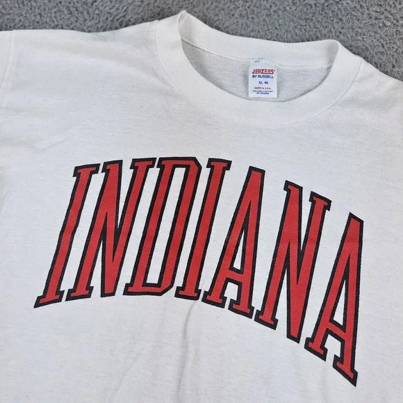 Vintage Indiana Hoosiers Shirt Mens XL White NCAA Basketball Jerzees 90s Tee - Picture 1 of 12